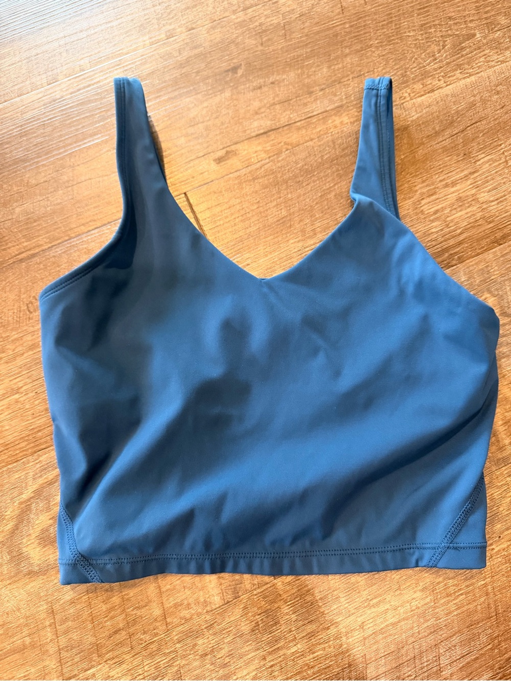 Blue V-Neck Cropped Tank Top